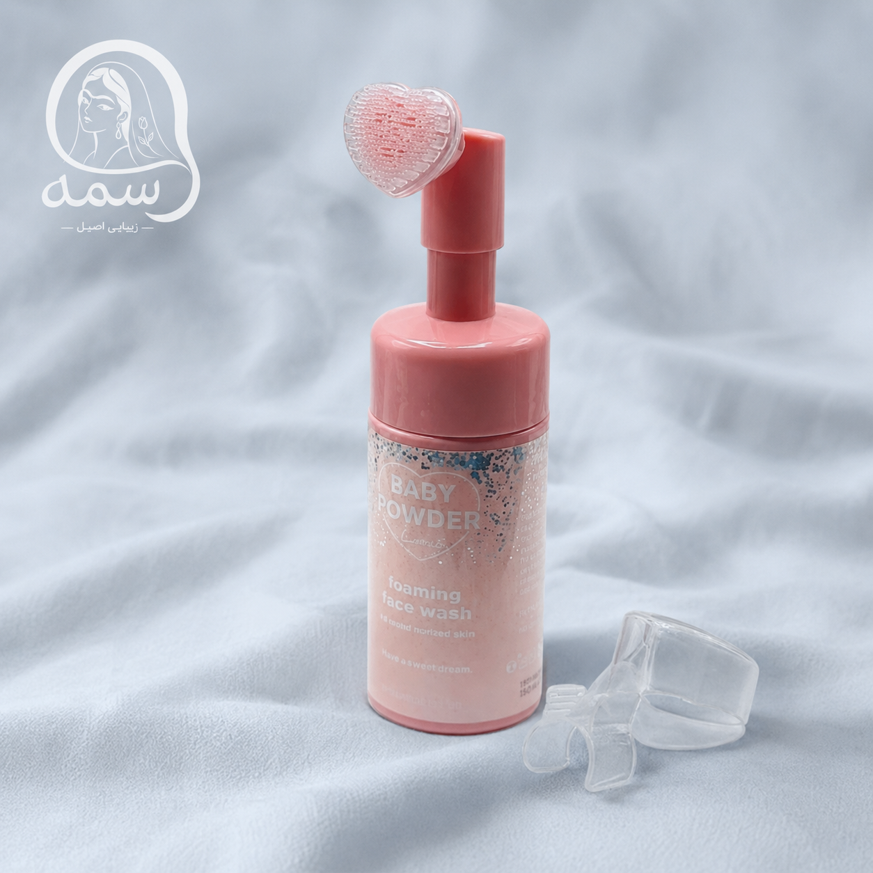 فوم شست‌وشوی صورت براش‌دار قلبی لنکو حجم ۱۰۰ میلی‌لیتر مدل baby powder
