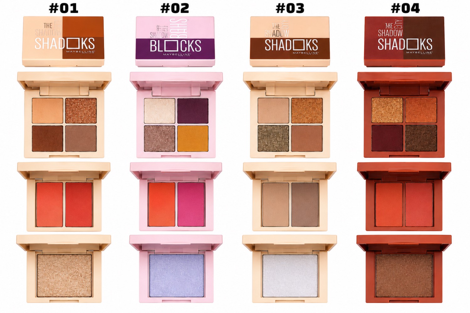 پالت سایه مینی سه‌طبقه چندکاره میبلین S.F.R Color مدل Shadow Blocks