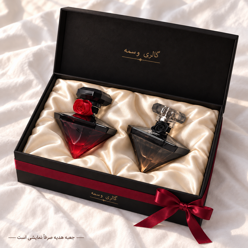 پک دو عددی عطر طرح الماس | گل قرمز و مشکی با جعبه تکی